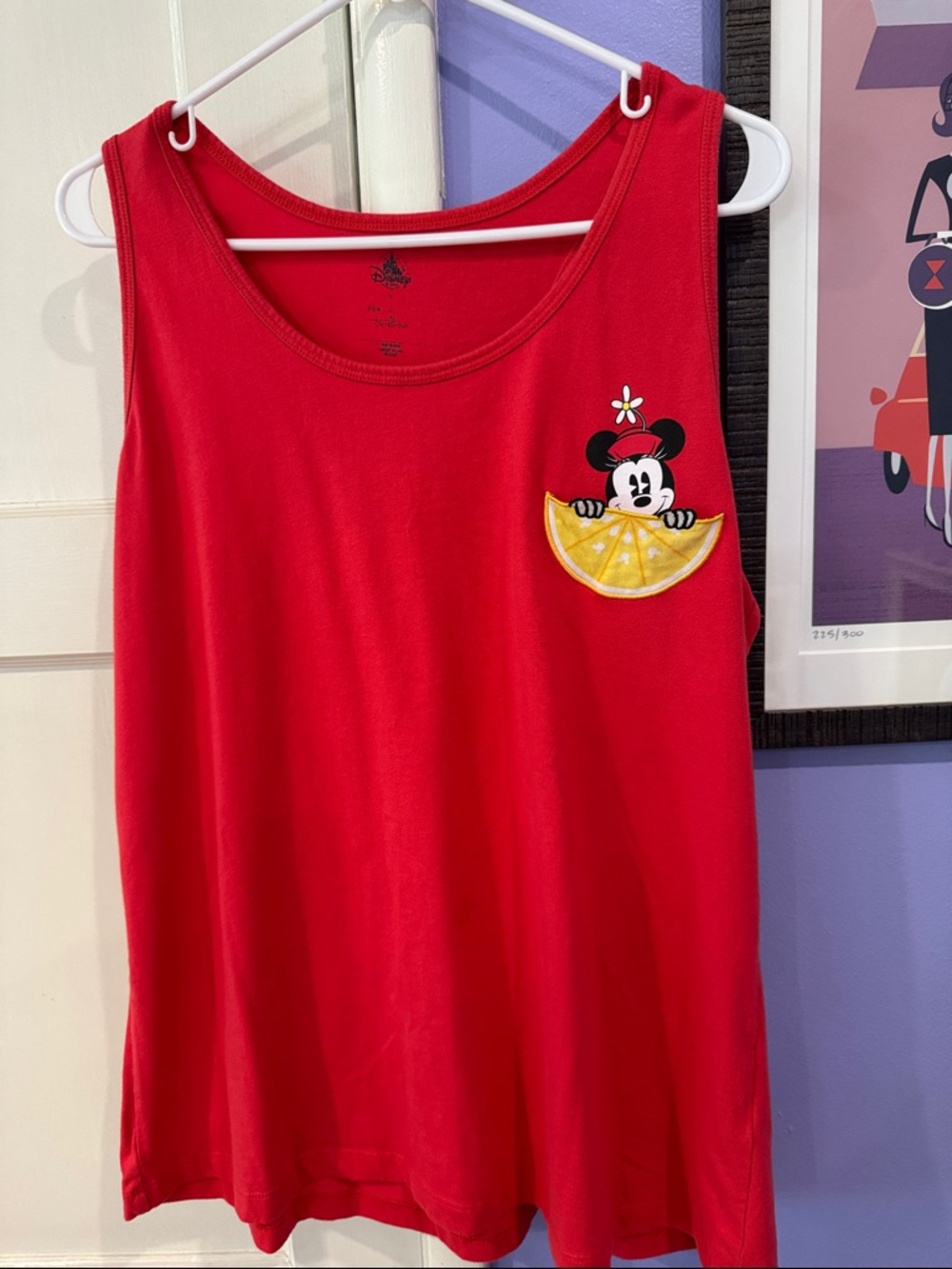 Disney Red Tank Top with Minnie and Yellow Lemon Patch